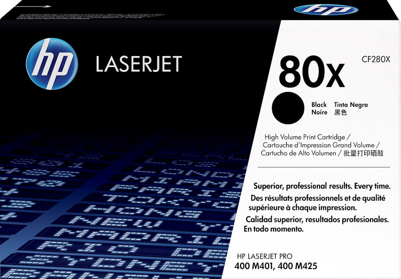 HP 80X Black High Yield Toner Cartridge, Prints Up to 6,900 Pages (CF280X)