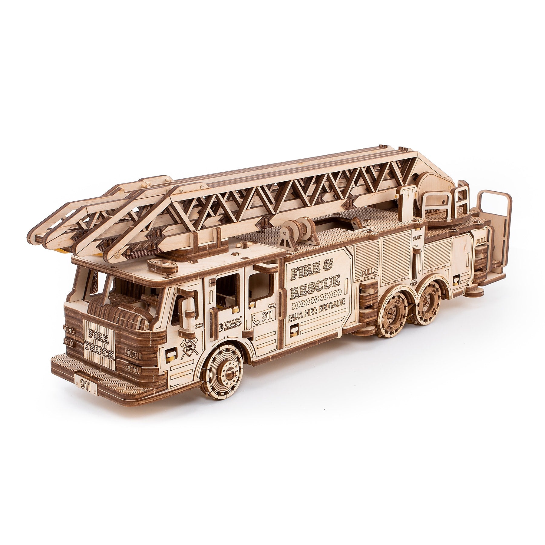 EWA Eco-Wood-Art Fire Truck 3D Wooden STEM Construction Kit, 439 Pieces/Set (AVRAV0523504)