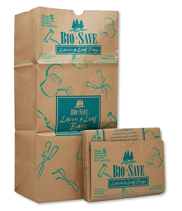 General 30 Gallon Lawn & Leaf Bags, Self-Standing, Open-Face, 16" x 35", Kraft, 50/Carton (BAGRBR30105BO)