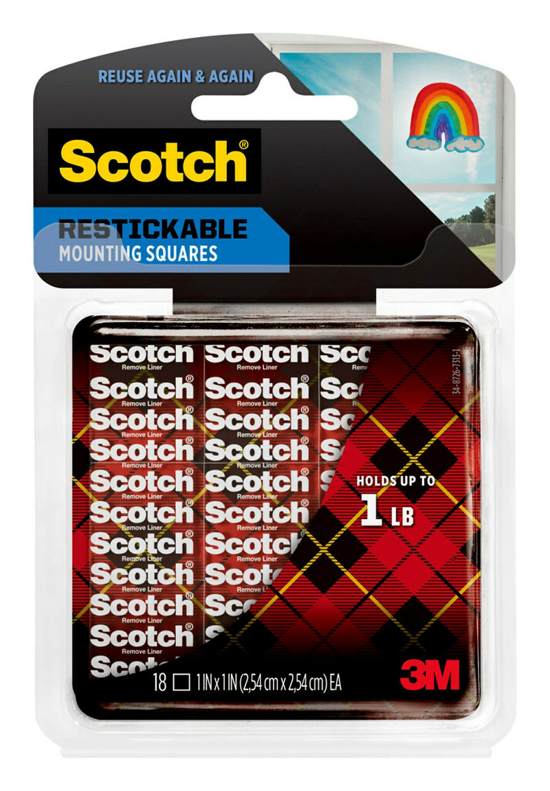 Scotch Small Mounting Squares, Clear, 18/Pack (R100)
