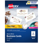 Avery Clean Edge Business Cards, 2" x 3 1/2", Matte White, 1000 Per Pack (5874)