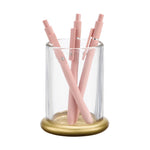 mDesign Glass Pencil Cup, Clear/Soft Brass (26030)