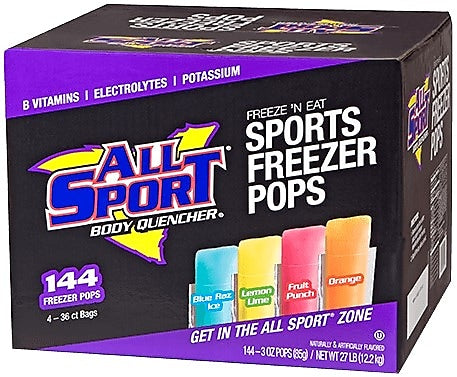 All Sport Body Quencher Variety Electrolyte Freezer Pops, 3 oz., 144/Carton (10121804)