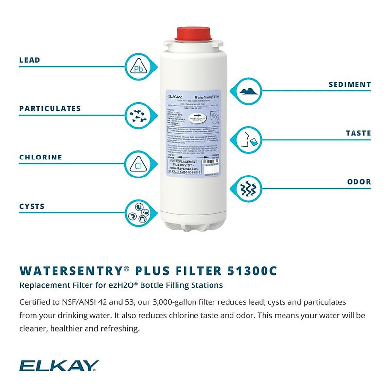 Elkay Replacement Filter Cartridge for WaterSentry Plus Filtration System (51300C_12PK)