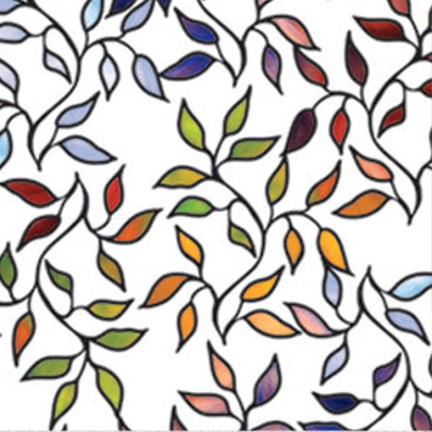 York Wallcoverings Stained Glass Leaves Window Film (WFM3905SLG)