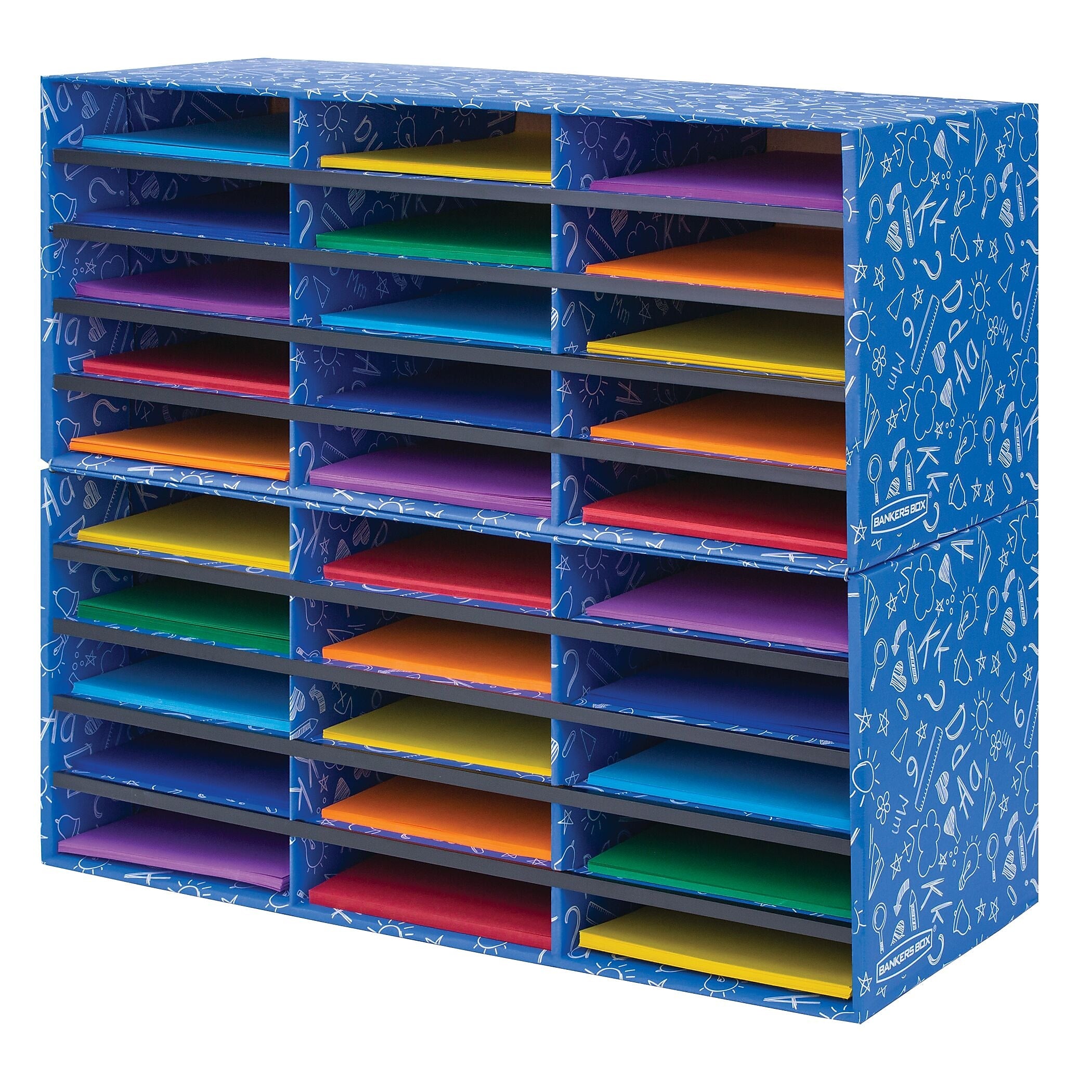 Bankers Box Classroom collection, 30-Compartment Literature Organizers, 28.5" x 12.375", Blue (3384401)