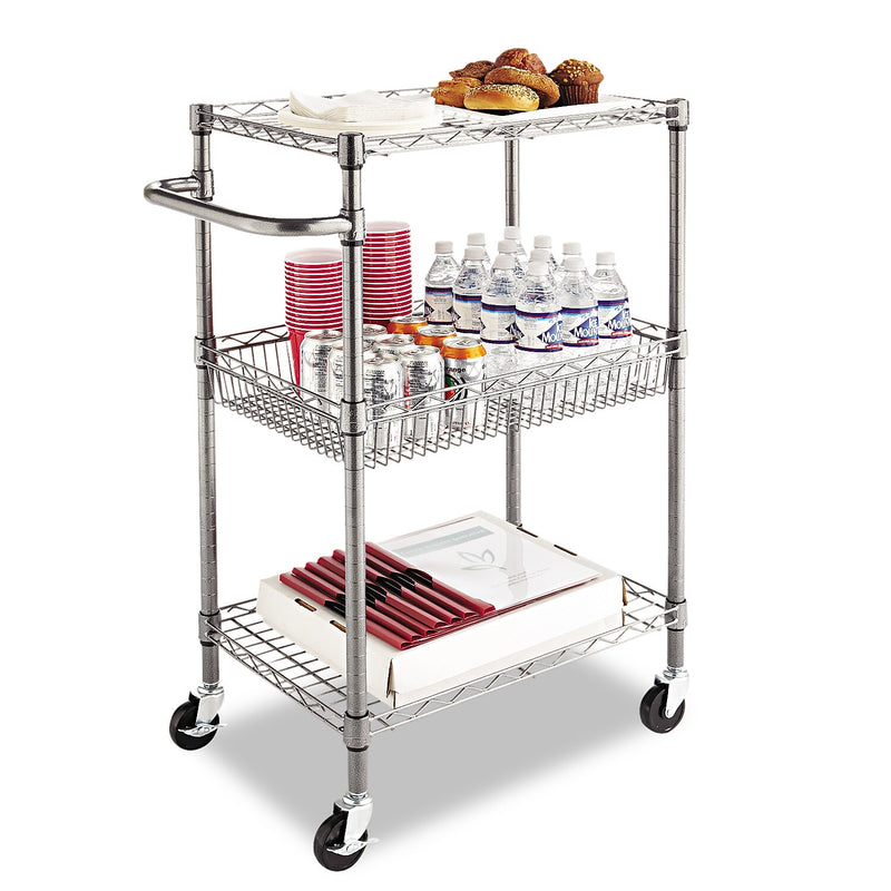 Alera 2-Shelf Wire Utility Cart, Anthracite Black (ALESW342416BA)