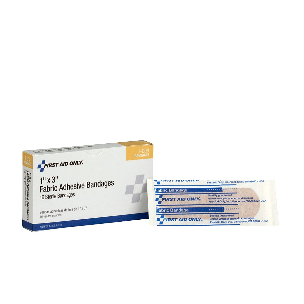 First Aid Only 1" x 3" Fabric Adhesive Bandages, 16/Box (1-008)