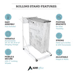 AdirOffice Metal Mobile File Cart with Lockable Wheels, White (613-WHI-KIT1)