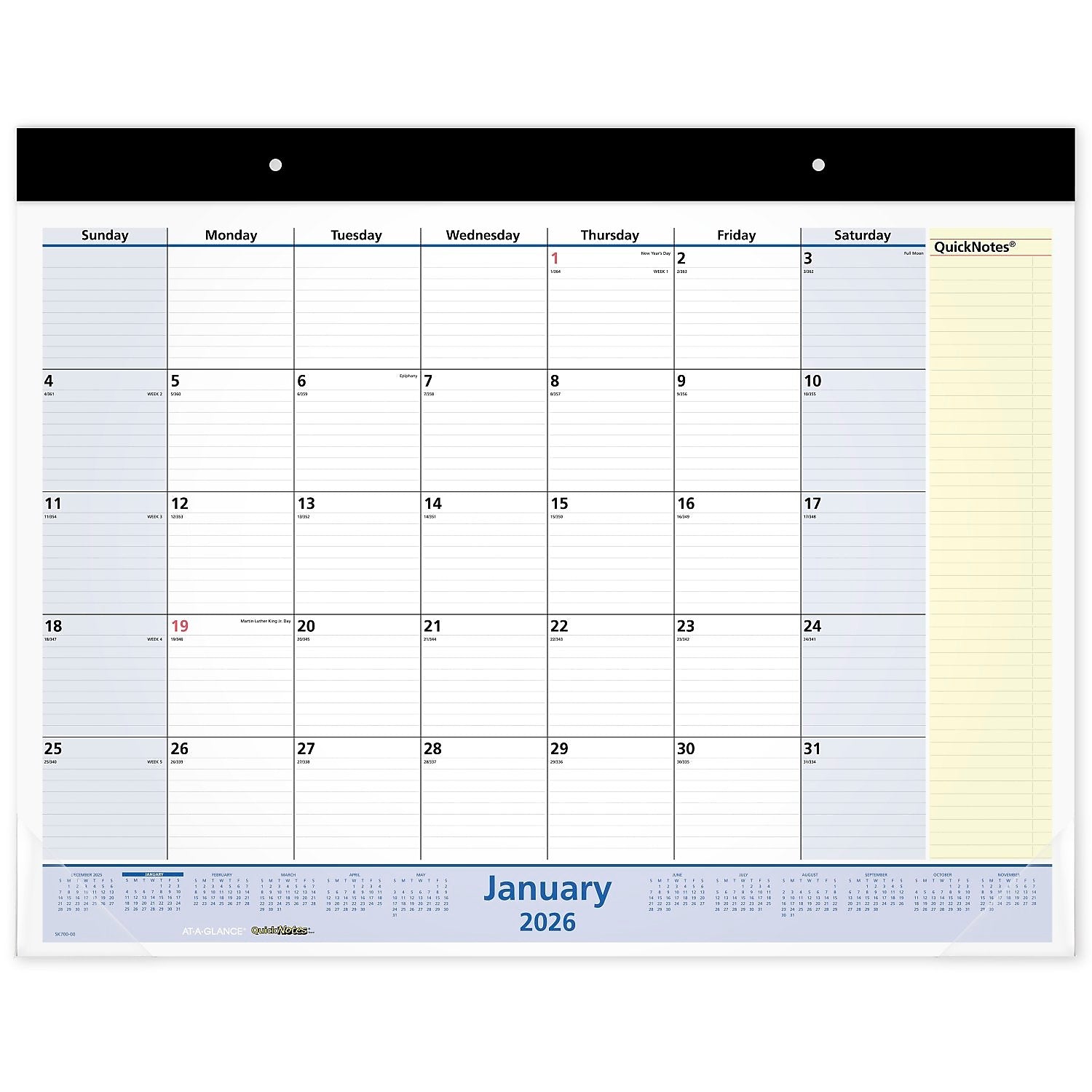 2026 AT-A-GLANCE QuickNotes 21.75" x 17" Monthly Desk Pad Calendar (SK700-00-26)