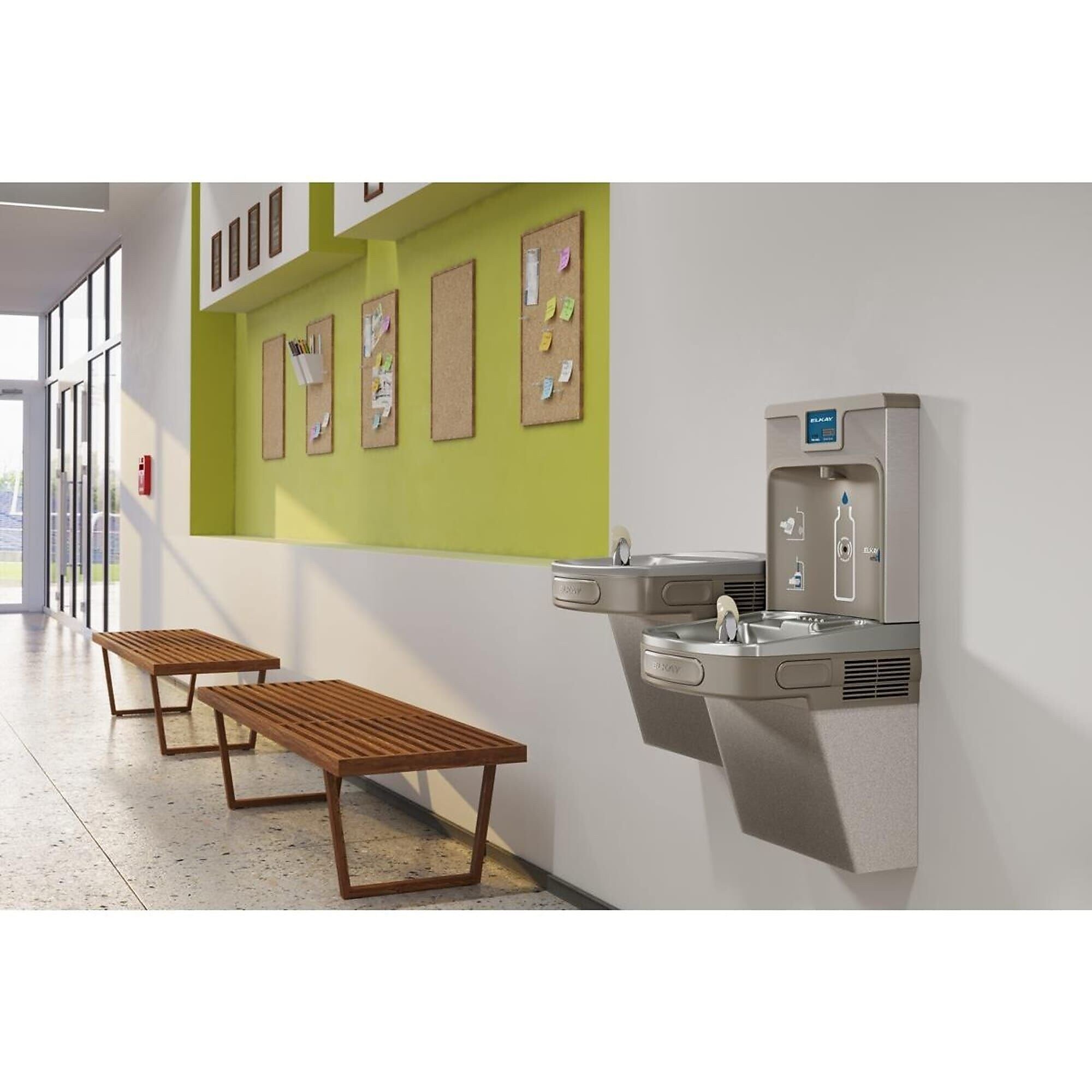 Elkay ezH2O Wall Mounted Bi-Level Drinking Fountain with Water Bottle Filling Station (ELZSTL8WSLP)