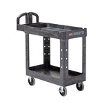 Rubbermaid Mobile 2-Lipped Shelf Utility Cart with Swivel Wheels, Black (FG450088BLA)