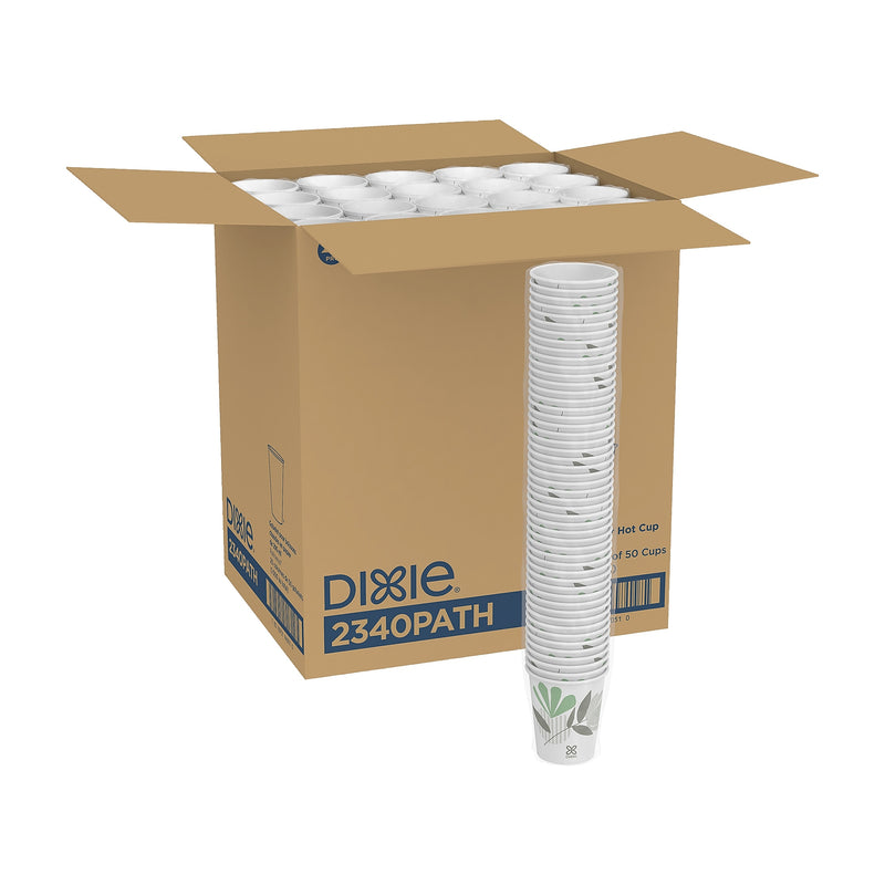 Dixie Pathways Paper Hot Cups, 10 oz., White, 50/Pack (2340PATH)