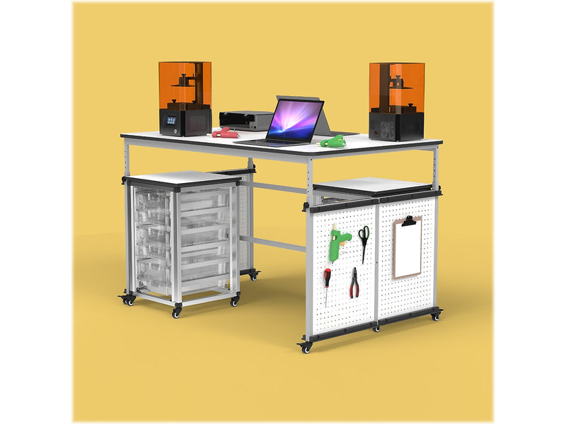 Luxor 32"-38"H Adjustable Standing Modular Makerspace and Science Lab Table, White (DTTB001)
