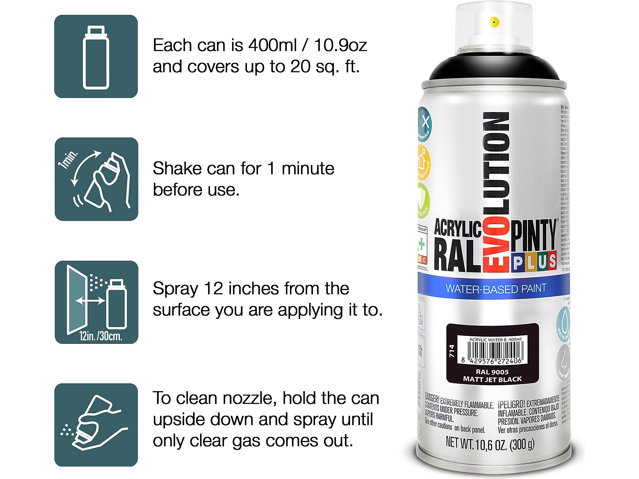 Pintyplus Evolution Water-Based Spray Paint, Flame Red, 10.9 oz., 6/Pack (NOV 755-CS)