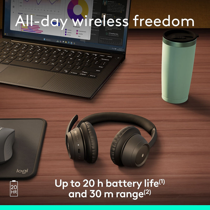 Logitech Zone 305 Wireless Noise Canceling Bluetooth Headset, for Microsoft Teams, Black (981-001457)
