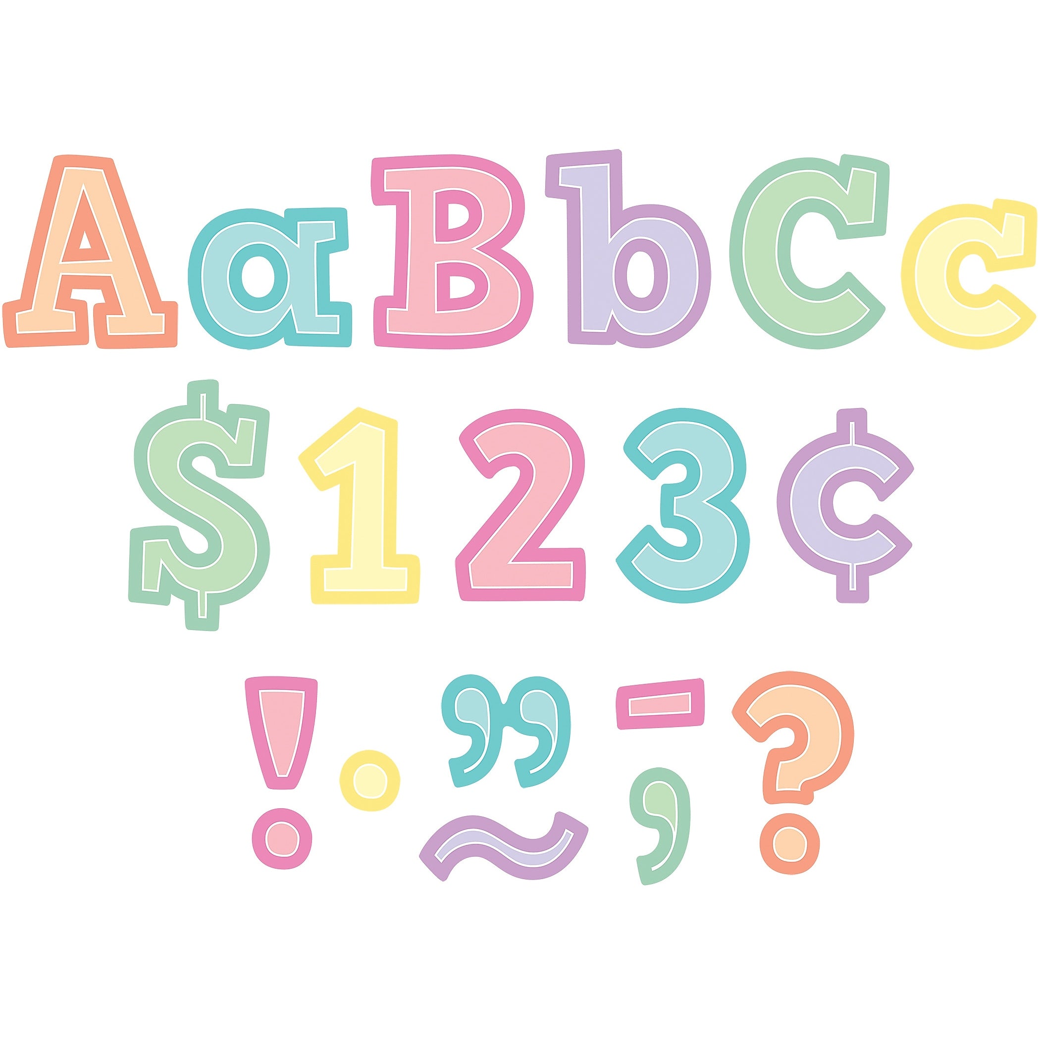 Teacher Created Resources Pastel Pop Bold Block 4" Letters and Numbers, 230/Pack, 2 Packs/Bundle (TCR8435-2)