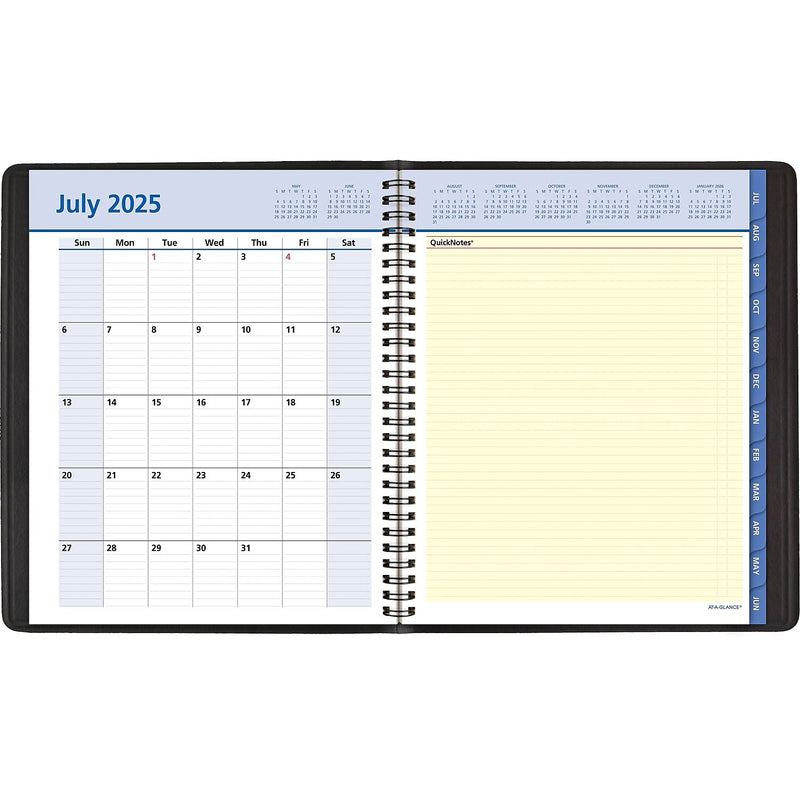 2025-2026 AT-A-GLANCE QuickNotes 8" x 10" Academic Year Weekly & Monthly Planner, Faux Leather Cover, Black (76-11-05-26)