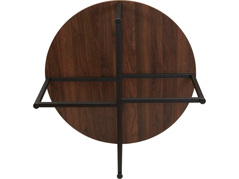 Household Essentials Jamestown 31.5"Dia. Laminate Round Coffee Table, Mid-Century Walnut/Black (8129-1)