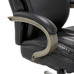 La-Z-Boy Hyland Ergonomic Bonded Leather Swivel Executive Chair, Black/Gray Weathered Wood (CHR10044B)