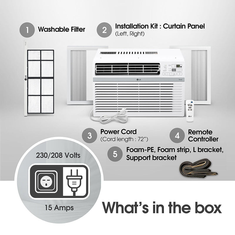 LG 230-Volt 18,000 BTU Window Smart Air Conditioner with Remote, WiFi Enabled, White (LW1821ERSM)