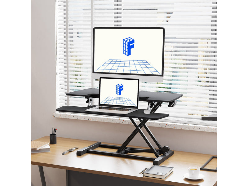 FlexiSpot M7 Series 35"W Manual Rectangular Adjustable Standing Desk Converter, Black (M7-E-35B)