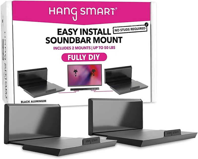 HangSmart DIY Stud Less Sound Bar Mount, Black (SM1002)