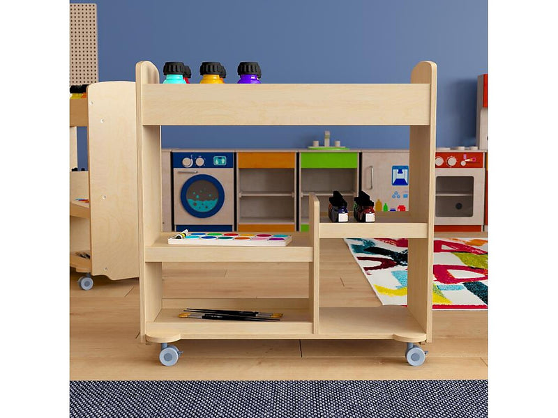 Flash Furniture Bright Beginnings Mobile 18-Section Storage Cart, 31.75"H x 33.25"W x 15.75"D, Natural Birch Plywood