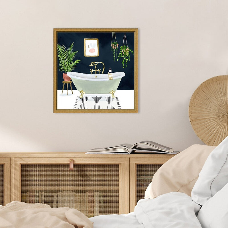 Amanti Art Boho Bath I by Victoria Borges Framed Canvas Wall Art Print, 16" x 16" (A42675040728)