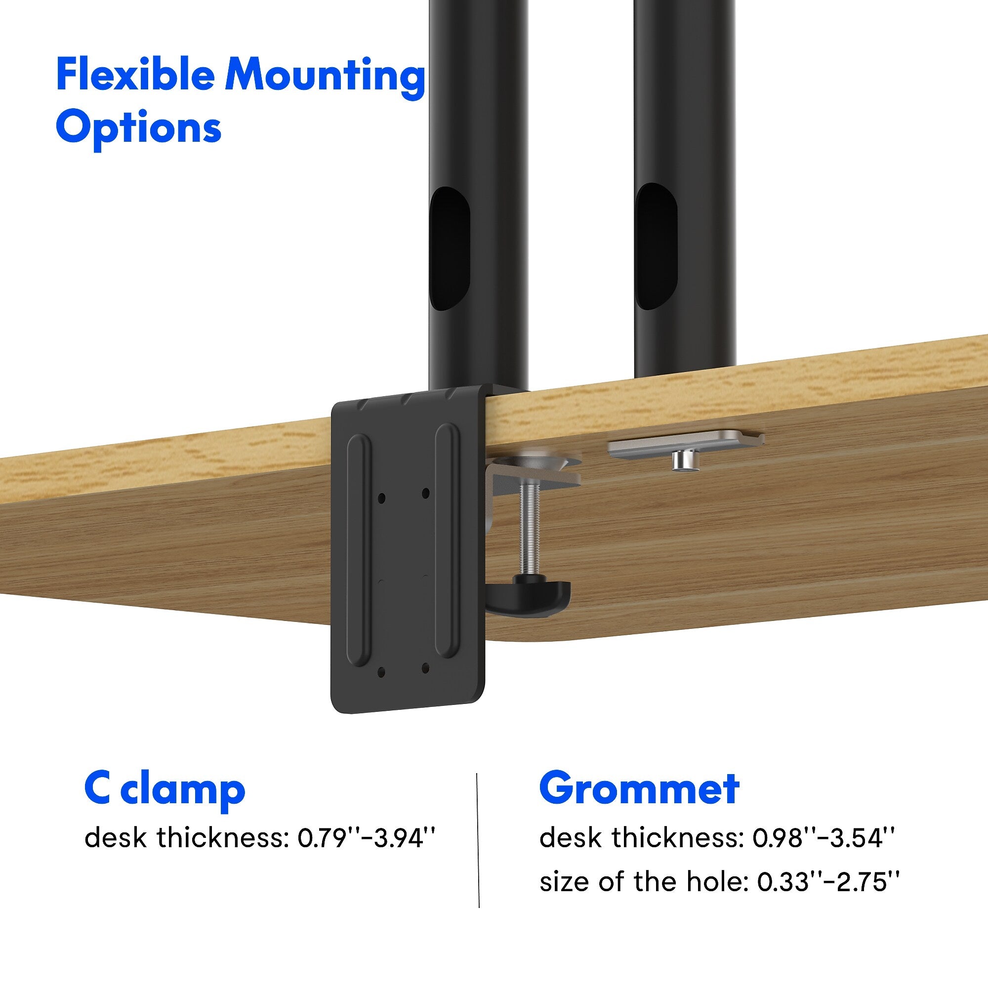 FlexiSpot Adjustable Dual Monitor Arm Mount for Sit-Stand Riser, Up To 30" Monitor, Black (D1D-E)