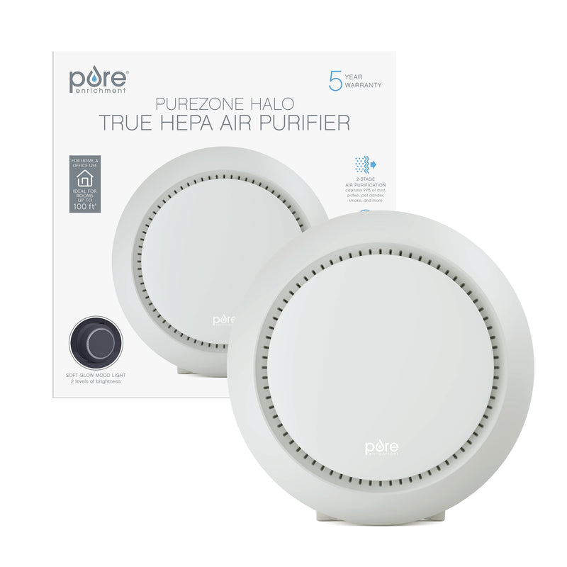 Pure Enrichment PureZone Halo True HEPA Air Purifier, Oyster Gray (PEAIRDSK-OG)