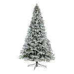 Nearly Natural 10-ft Flocked Vermont Mixed Pine Artificial Christmas Tree with 800 LED Lights and 2200 Bendable Branches (T3387)