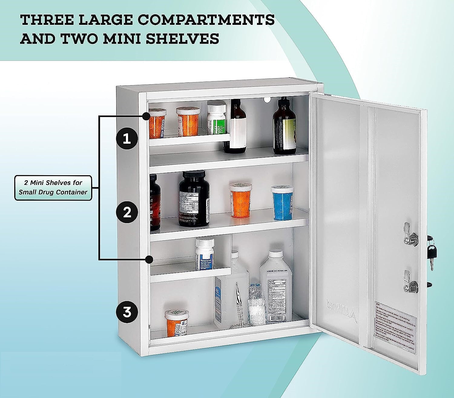 Viva Comfort Steel Medical Storage Cabinet with Dual Key Lock, 1.1 cu. ft., White (999-04-WHI)