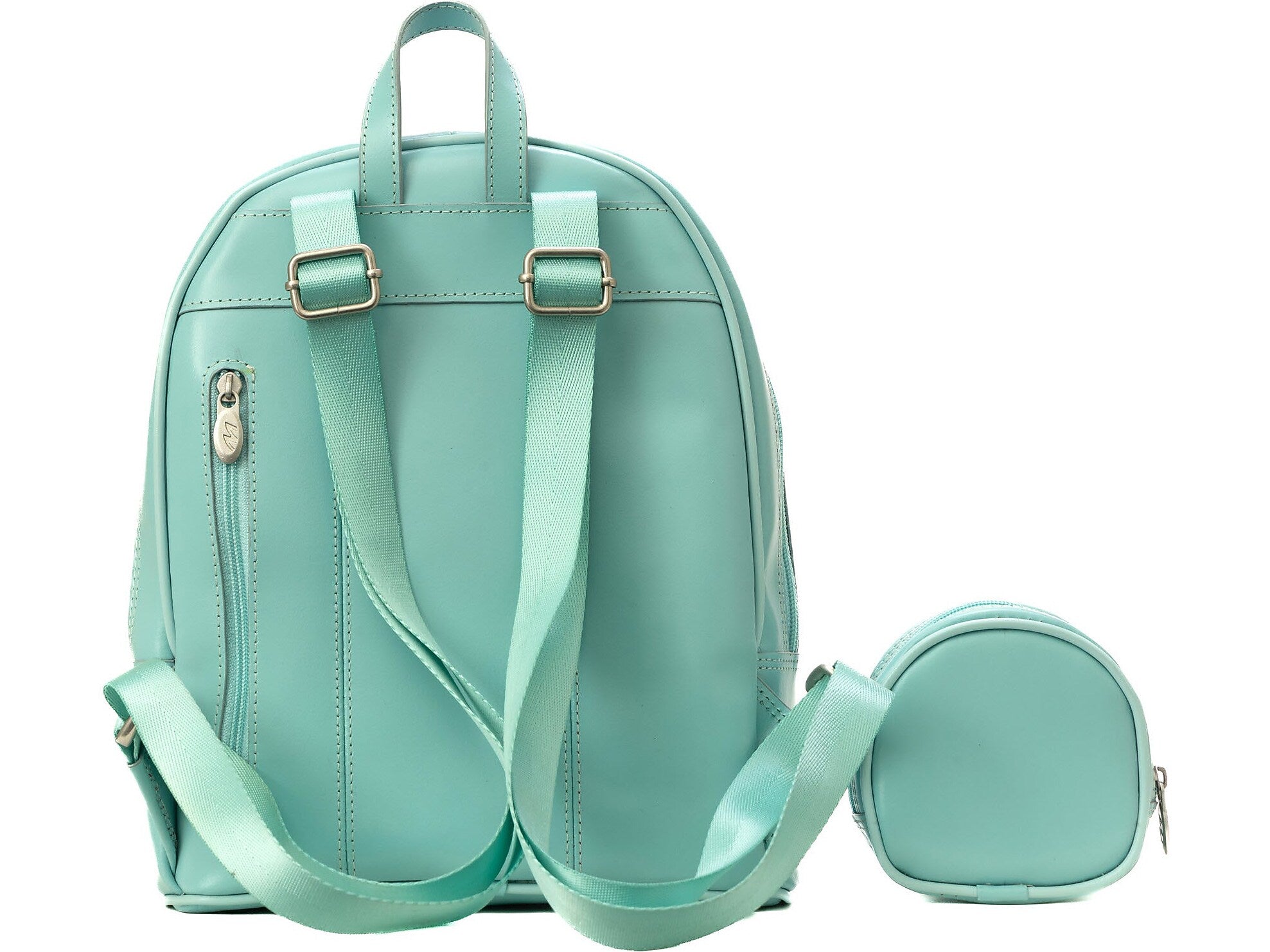 McKlein ACADIA 2-Piece Leather Backpack Set, Small, Aqua Blue (99718)