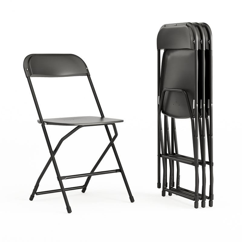 Flash Furniture HERCULES™ Plastic Armless Folding Chair, Black, 4/Pack (4LEL3BLACK)