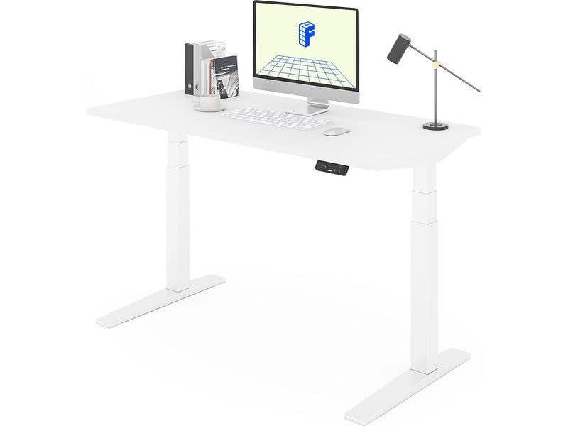 FlexiSpot E7 Pro 55"W Electric Adjustable Standing Desk, White (E7WPRO5528-W)