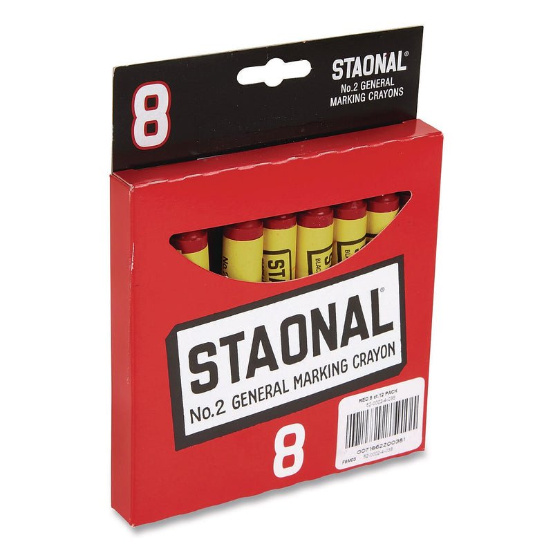 Crayola Staonal Marking Crayon, Red, 8/Box (520002038)