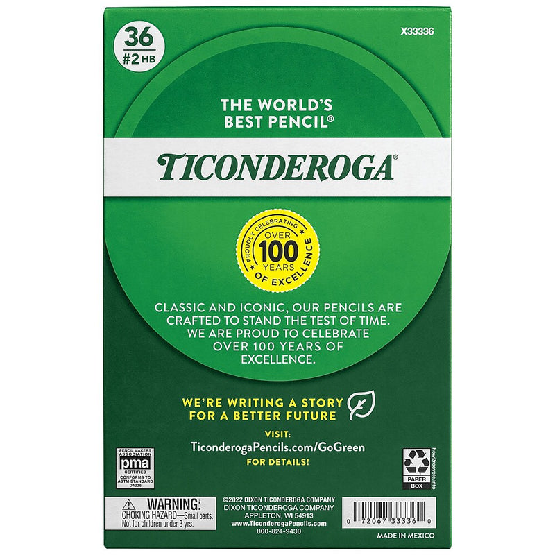 Ticonderoga Wooden Pencil, 0.7mm, #2 Medium Lead, 3 Dozen (DIX33336)