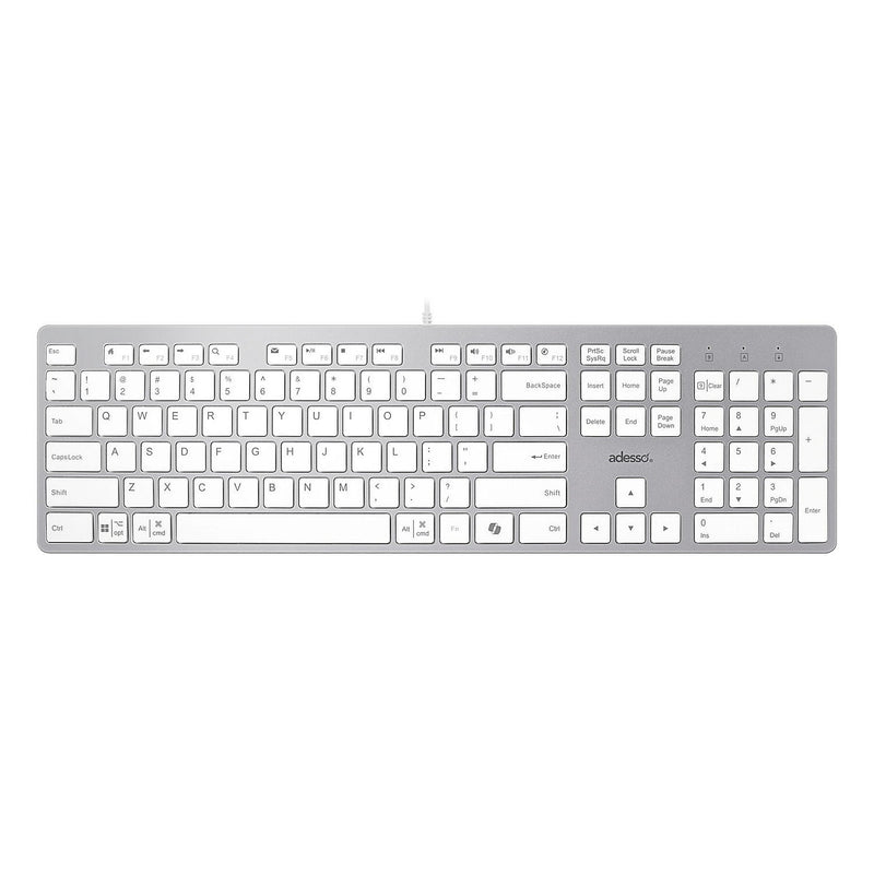 Adesso EasyTouch 730 Wired Multi-OS Scissor Switch Keyboard with Copilot AI Hotkey, White (AKB-730UW)
