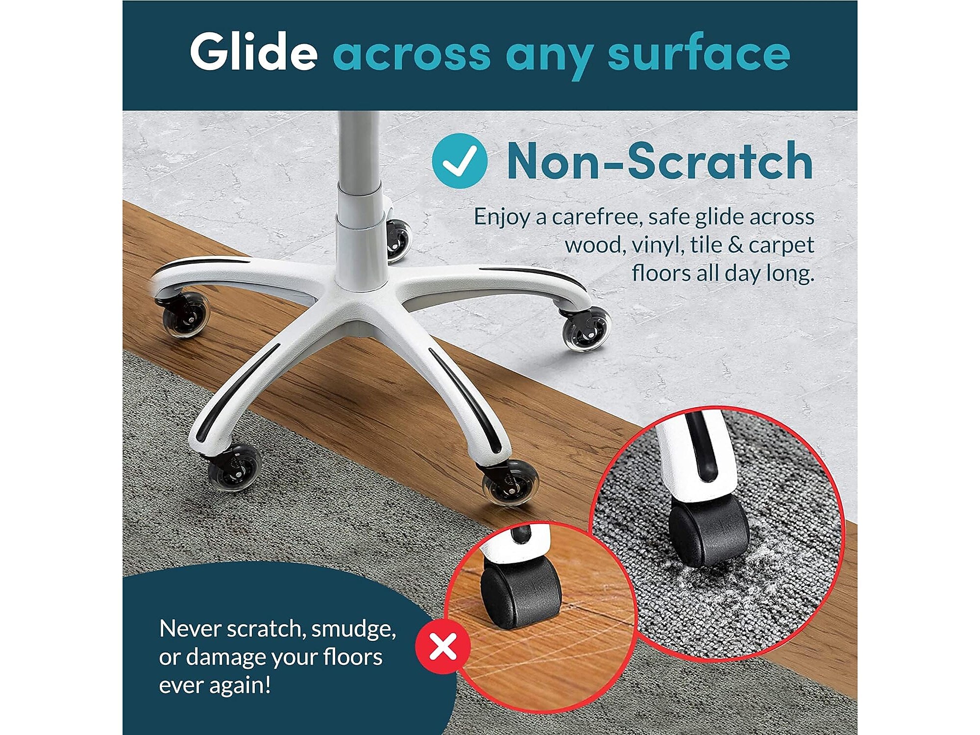 Lifelong Wheels Chair Caster, Clear/Black, 5/Set (B08ZQSGV23)