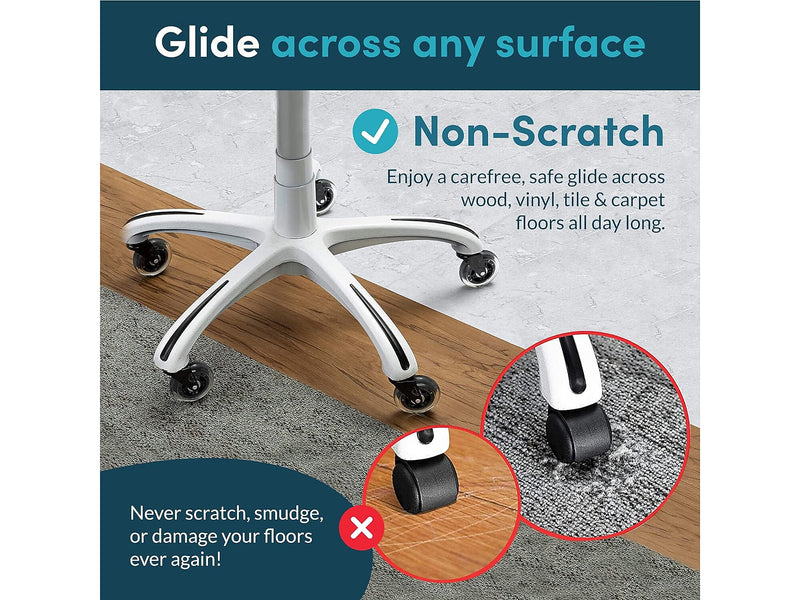 Lifelong Wheels Chair Caster, Clear/Black, 5/Set (B08ZQSGV23)
