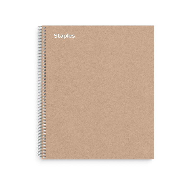Staples Premium 1-Subject Notebook, 8.5" x 11", College Ruled, 100 Sheets, Brown (TR52121)
