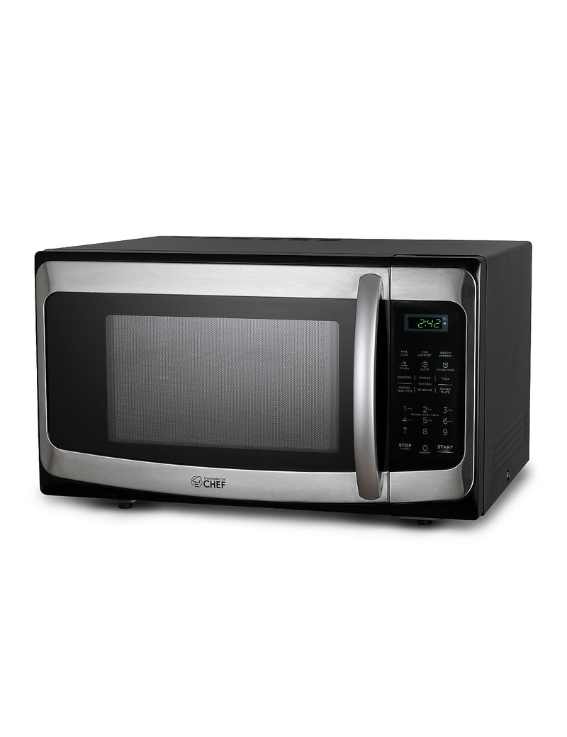 Commercial Chef 1.1 Cu. Ft. Countertop Microwave, Black with Stainless Steel (CHM11MS)