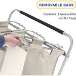 Whitmor 3-Section Rolling Laundry Sorter, Metal, (6640-4794)
