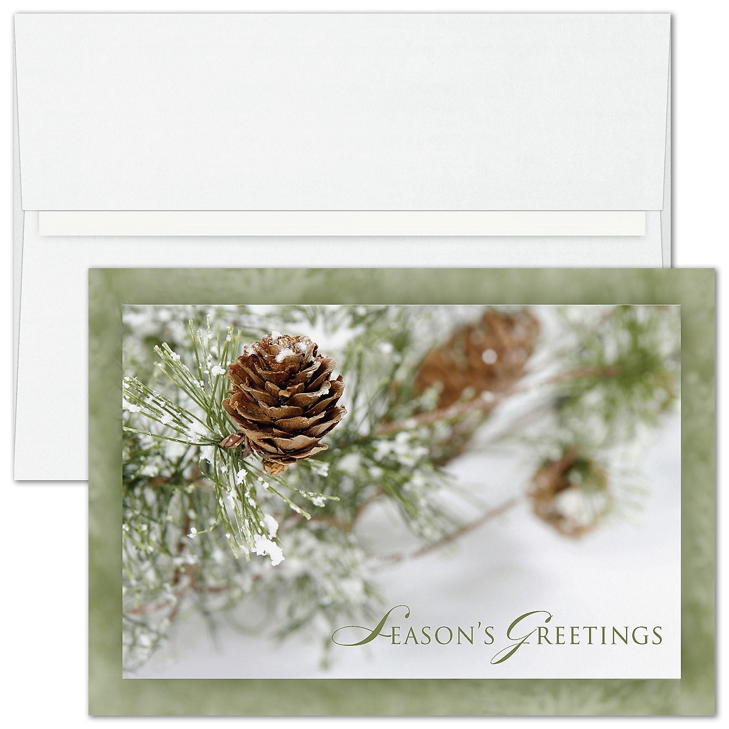 Frosted Pine Cones Holiday Card, 400/BX