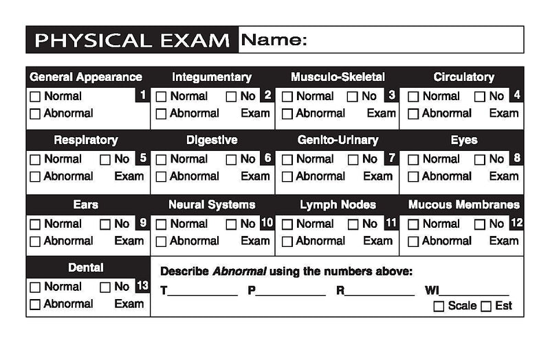 Veterinary Examination Medical Labels, Physical Exam, White, 2-1/2x4", 100 Labels