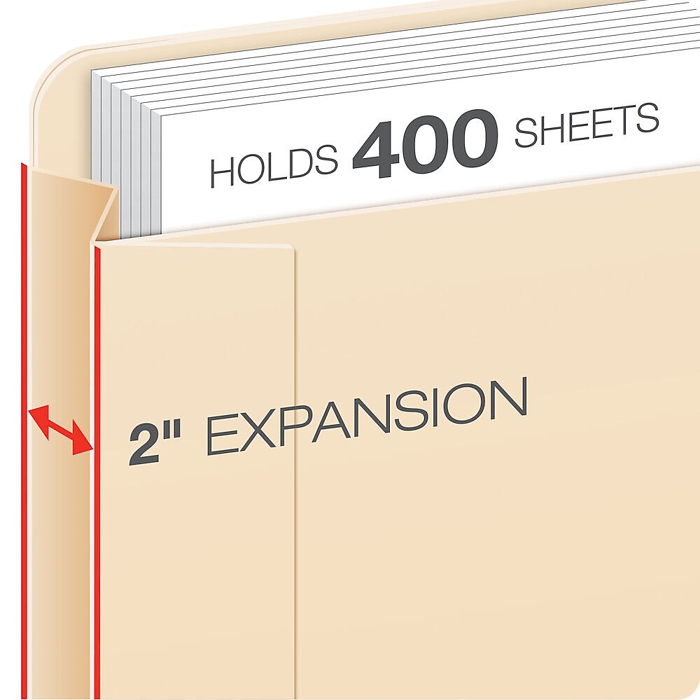 Pendaflex 10% Recycled Reinforced File Jacket, 2" Expansion, Legal Size, Manila, 50/Box (23200)