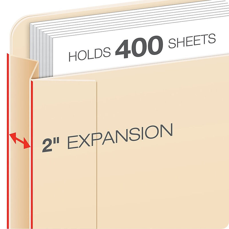 Pendaflex 10% Recycled Reinforced File Jacket, 2" Expansion, Legal Size, Manila, 50/Box (23200)