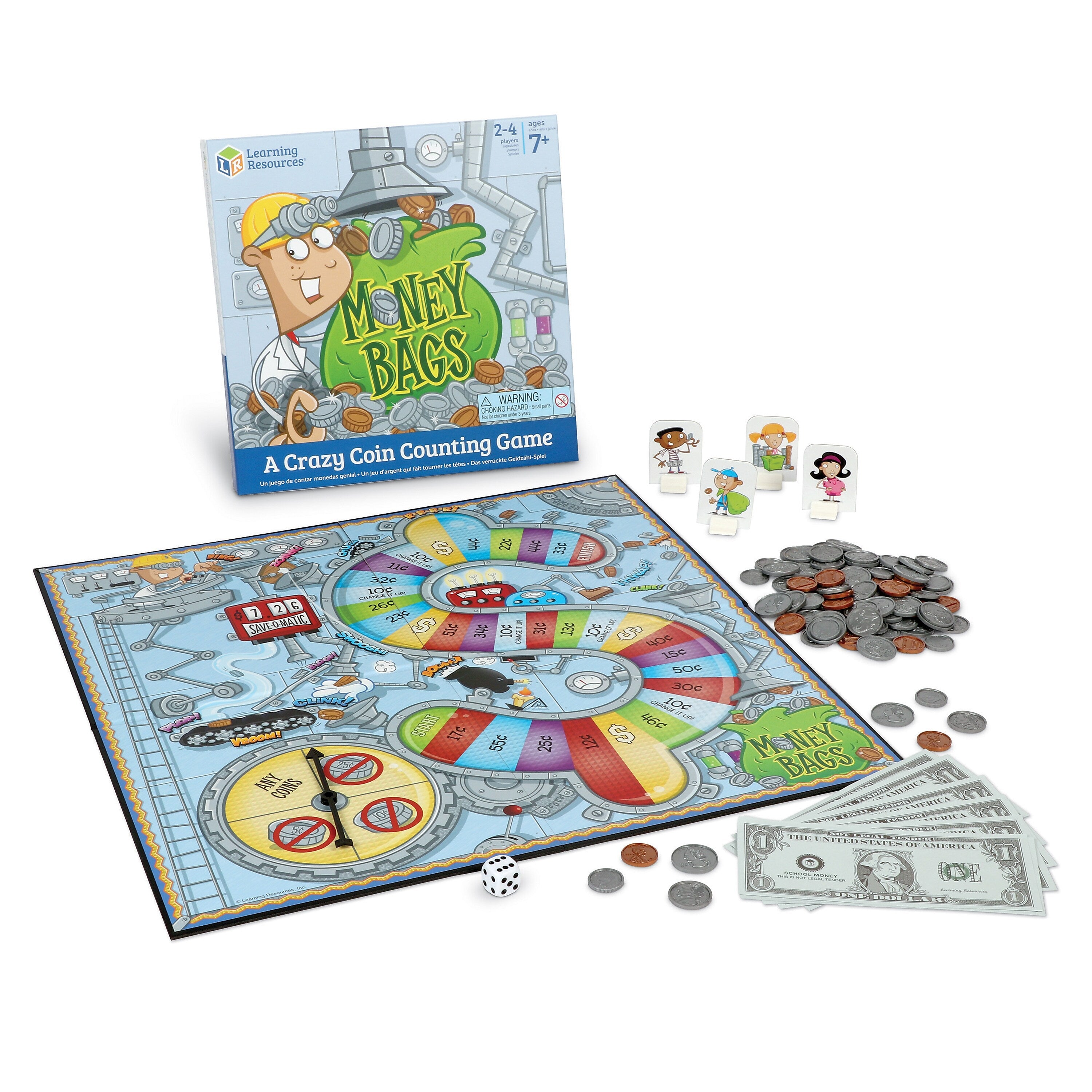 Learning Resources Money Bags A Coin Value Game, Classic, 2 to 4 Players
