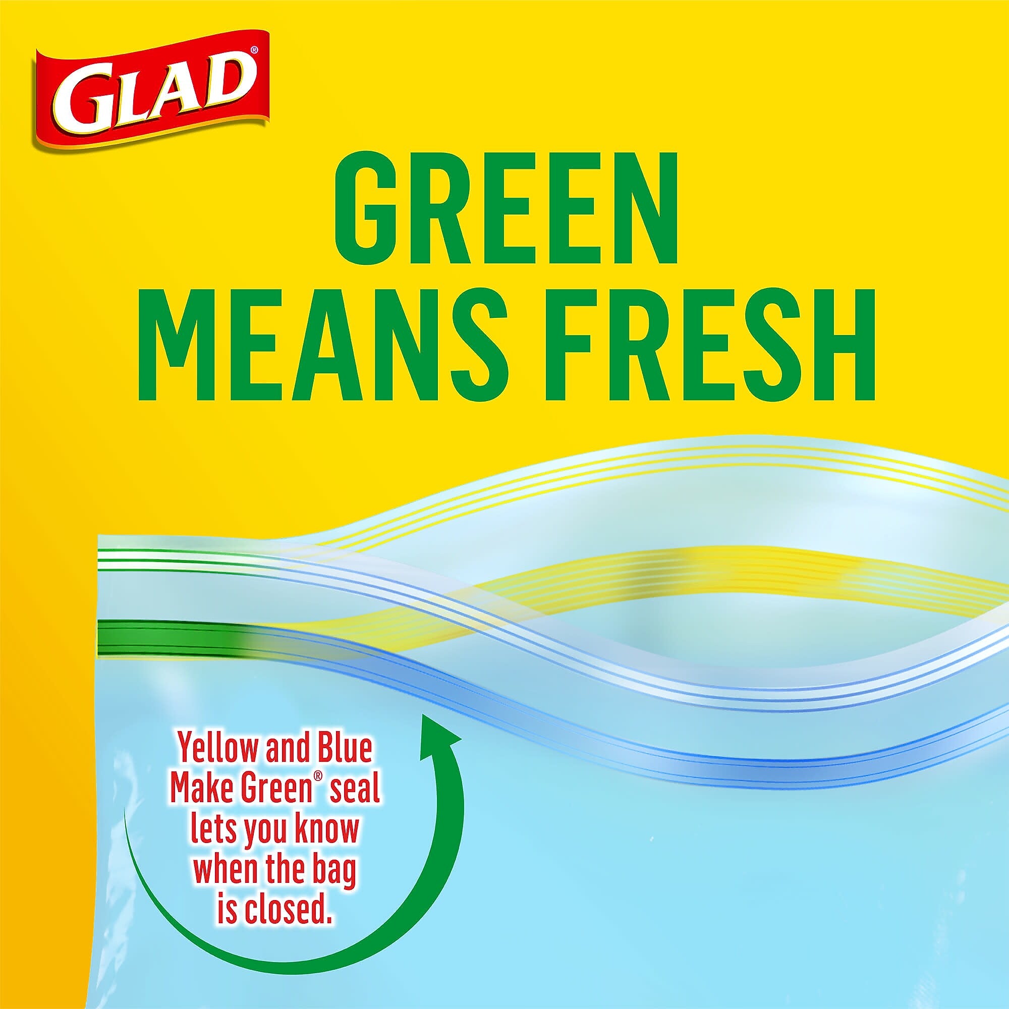 Glad Zipper Freezer Bags, Gallon, 15 Bags/Box (57034)